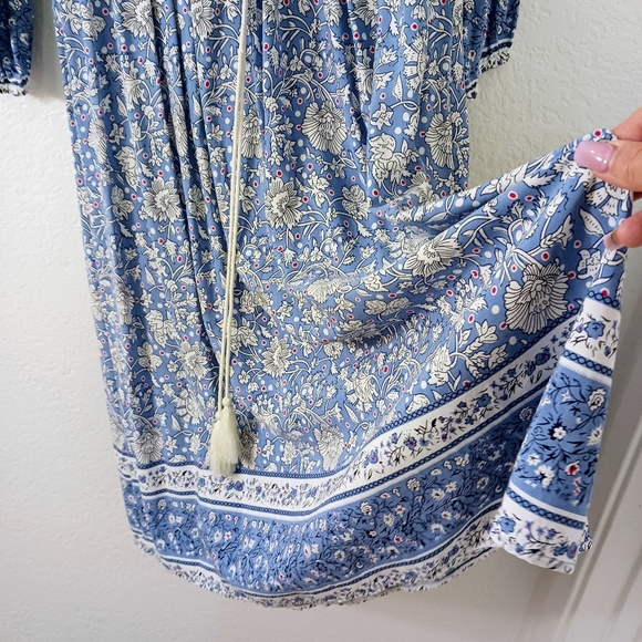 R. Vivimos Maxi Dress Sz XS 0/2 Lt BLUE Bohemian Boho Prairie Floral Dress NEW! - Picture 10 of 15